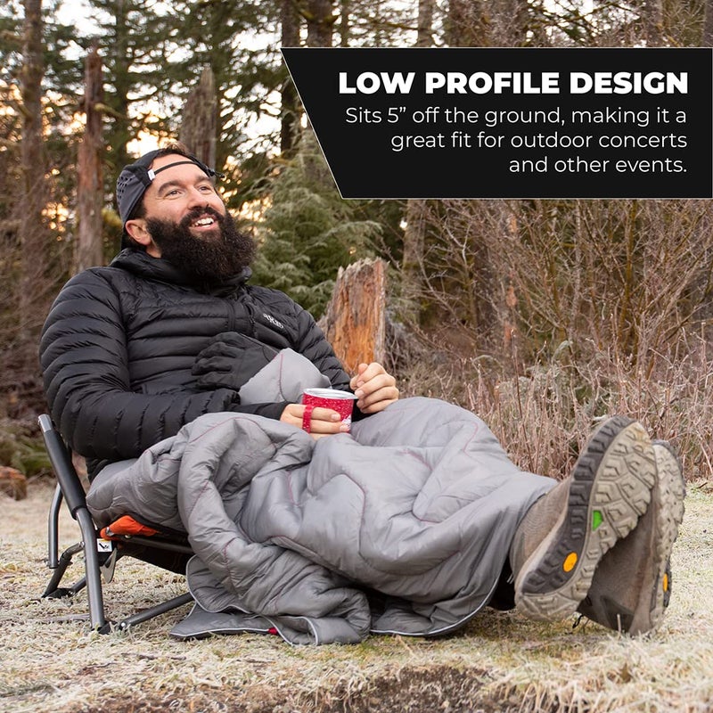 Cascade Mountain Tech Camping Chair - Low Profile Polyester Folding Chair for Camping, Beach, Picnic, Barbeques, Sporting Event with Carry Bag and Cushion Availability, Orange - Image 3